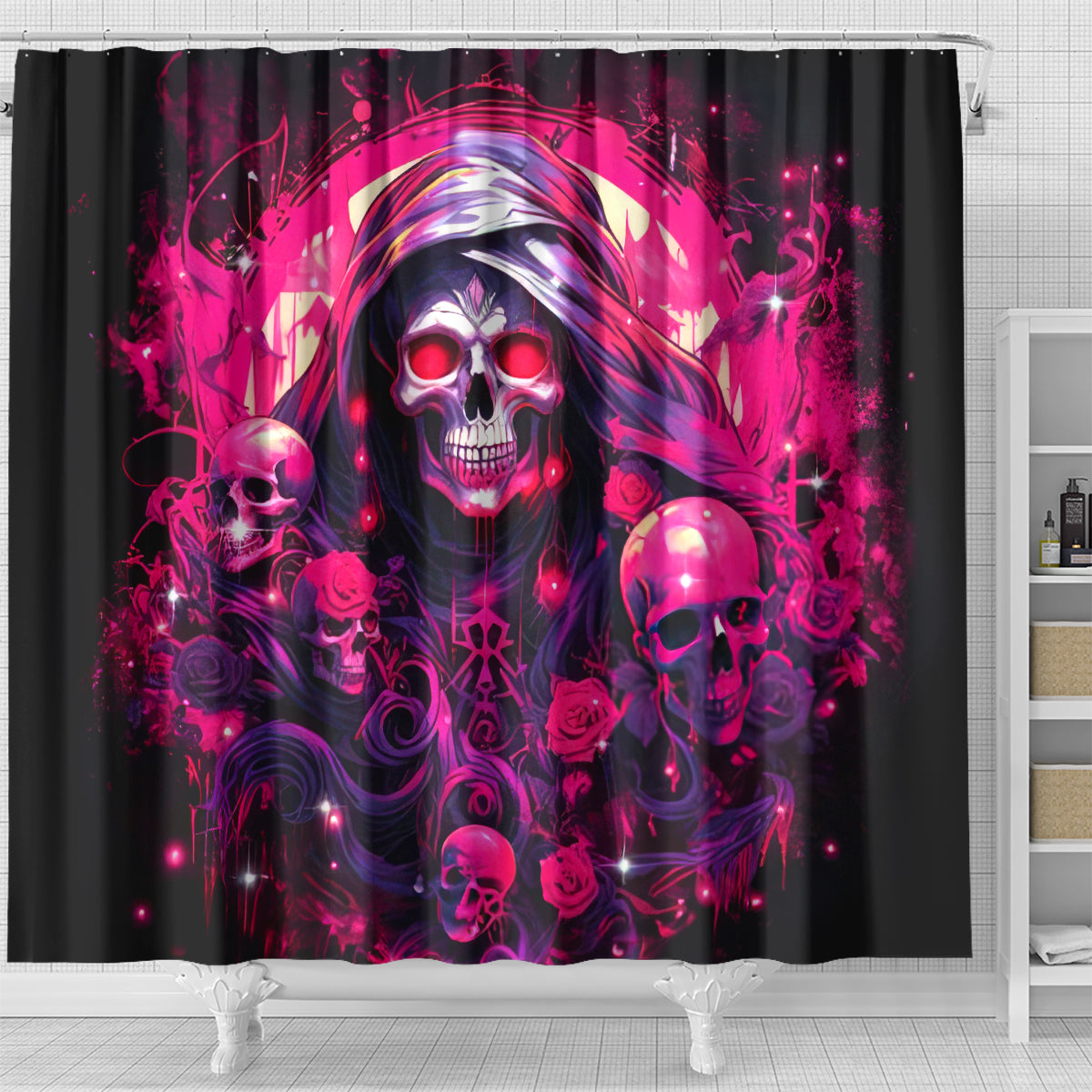 Rose Skull Shower Curtain Stuck Between IDK IDC And IDGAF