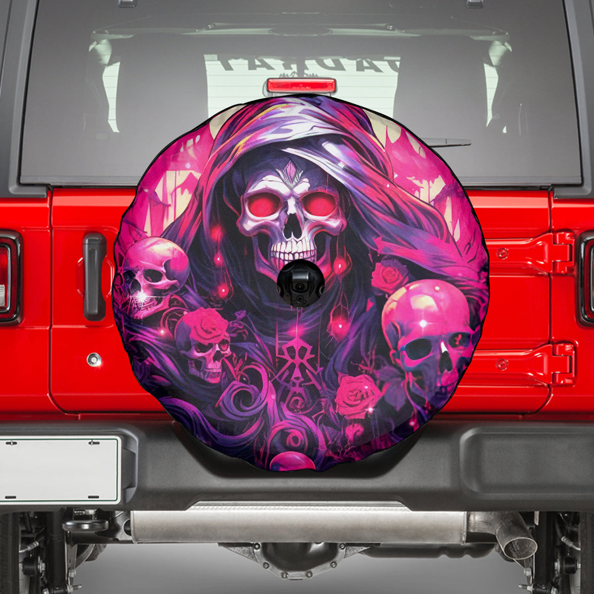 Rose Skull Spare Tire Cover Stuck Between IDK IDC And IDGAF - Wonder Print Shop