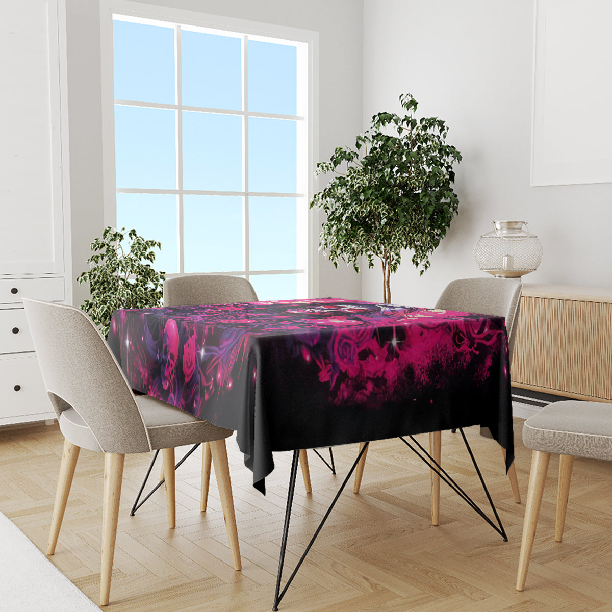 Rose Skull Tablecloth Stuck Between IDK IDC And IDGAF - Wonder Print Shop