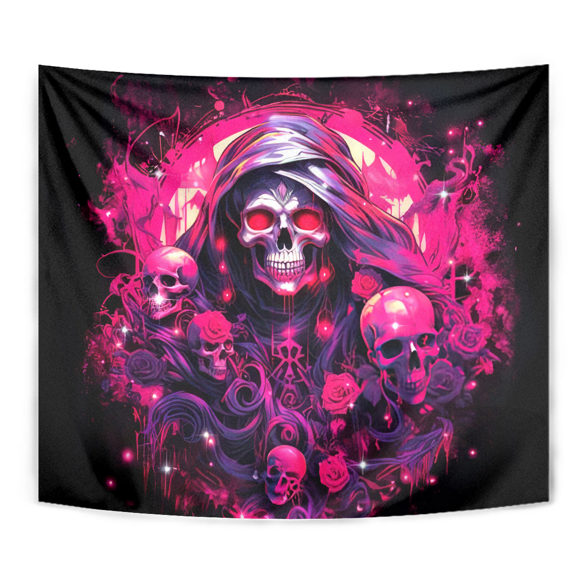 Rose Skull Tapestry Stuck Between IDK IDC And IDGAF - Wonder Print Shop