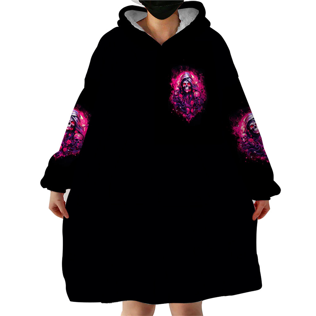 Rose Skull Wearable Blanket Hoodie Stuck Between IDK IDC And IDGAF - Wonder Print Shop