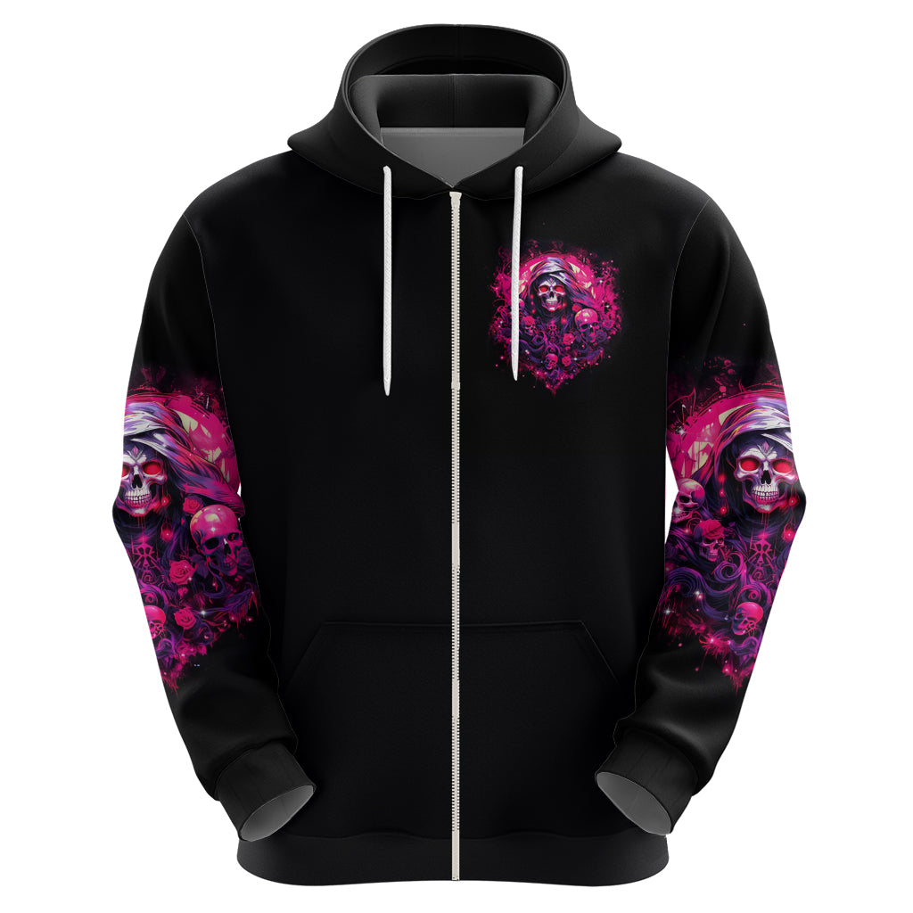 Rose Skull Zip Hoodie Stuck Between IDK IDC And IDGAF - Wonder Print Shop