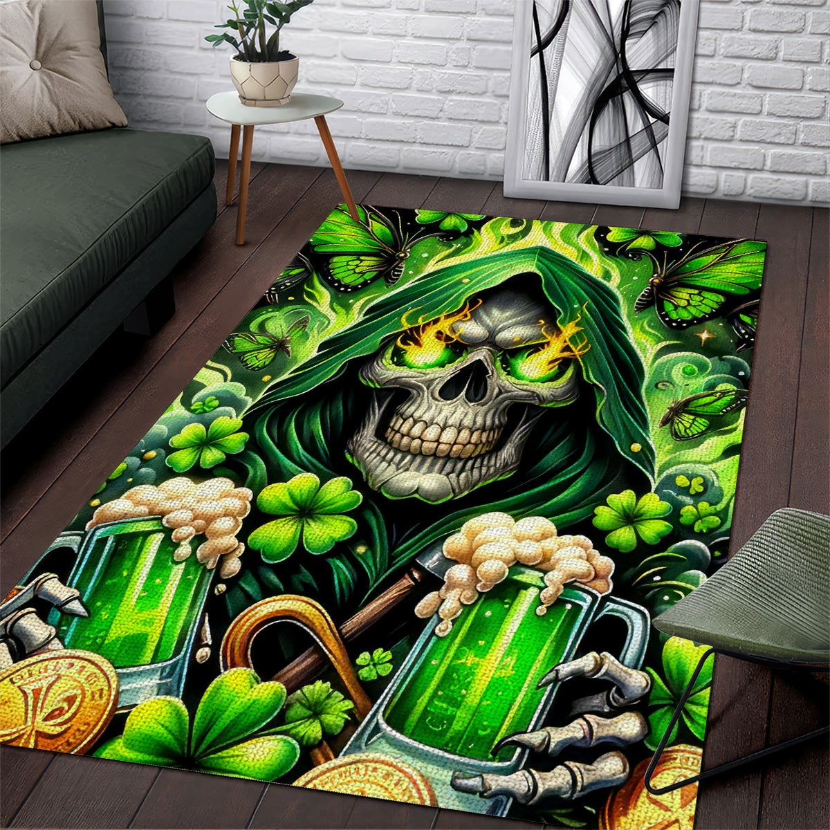 Irish Skull Area Rug The Devil Whispered To Me I'm Coming For You - Wonder Print Shop