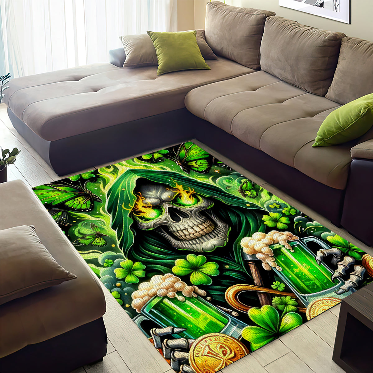 Irish Skull Area Rug The Devil Whispered To Me I'm Coming For You - Wonder Print Shop