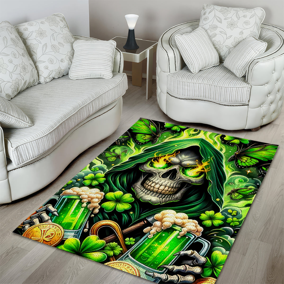 Irish Skull Area Rug The Devil Whispered To Me I'm Coming For You - Wonder Print Shop