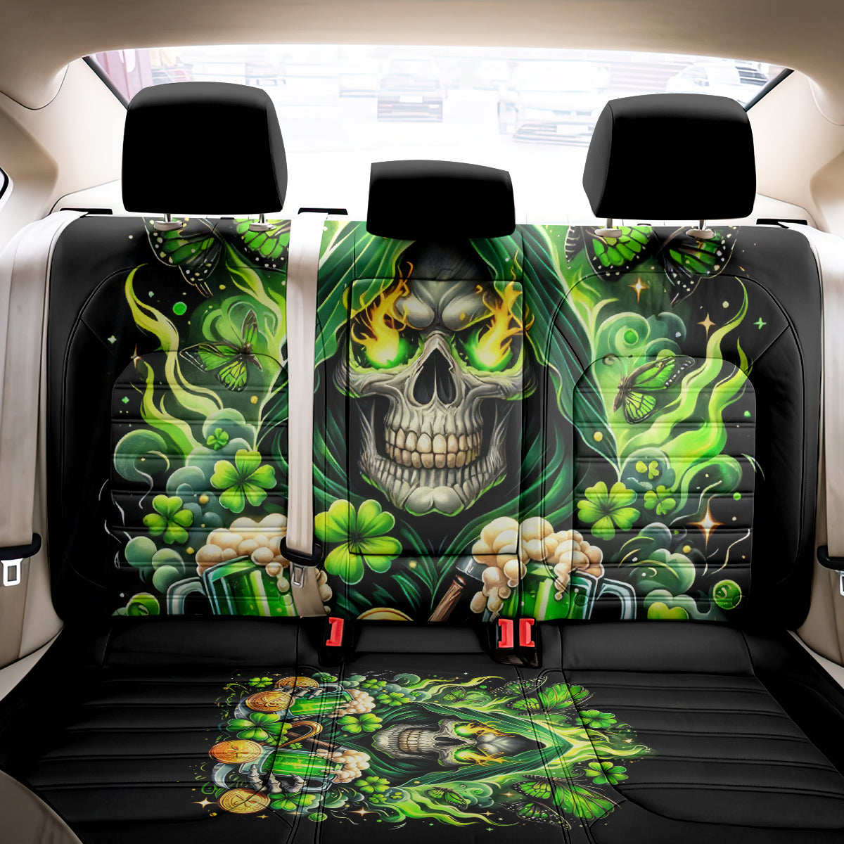 Irish Skull Back Car Seat Cover The Devil Whispered To Me I'm Coming For You - Wonder Print Shop
