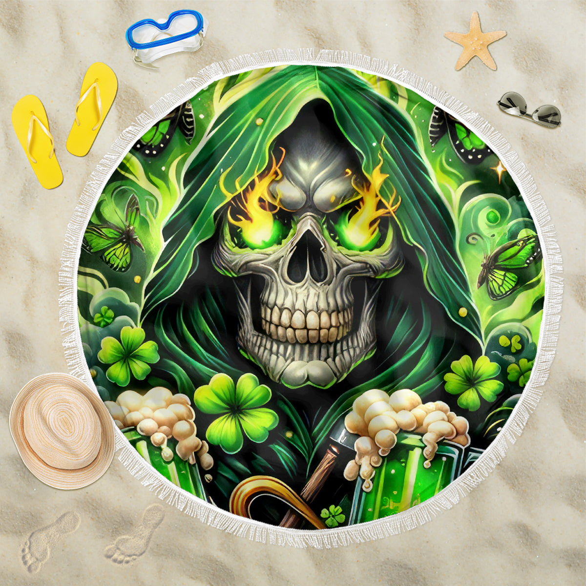 Irish Skull Beach Blanket The Devil Whispered To Me I'm Coming For You - Wonder Print Shop