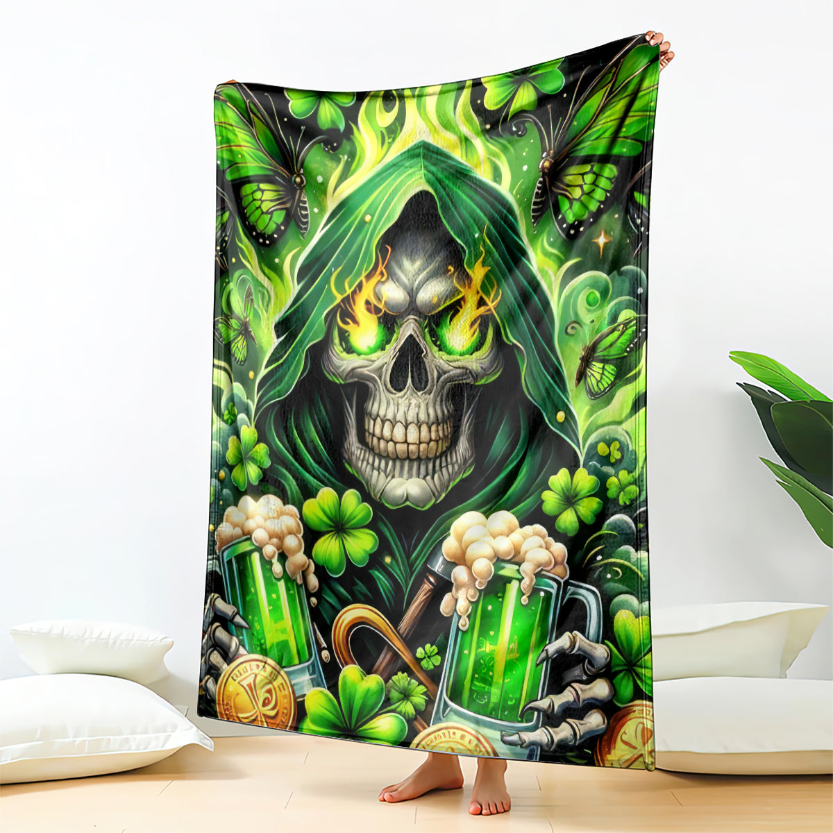 Irish Skull Blanket The Devil Whispered To Me I'm Coming For You