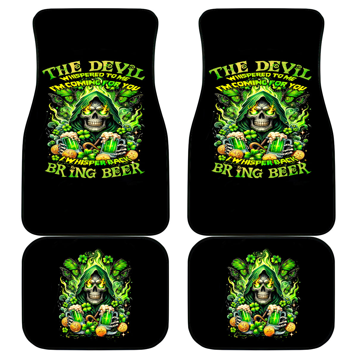 Irish Skull Car Mats The Devil Whispered To Me I'm Coming For You - Wonder Print Shop