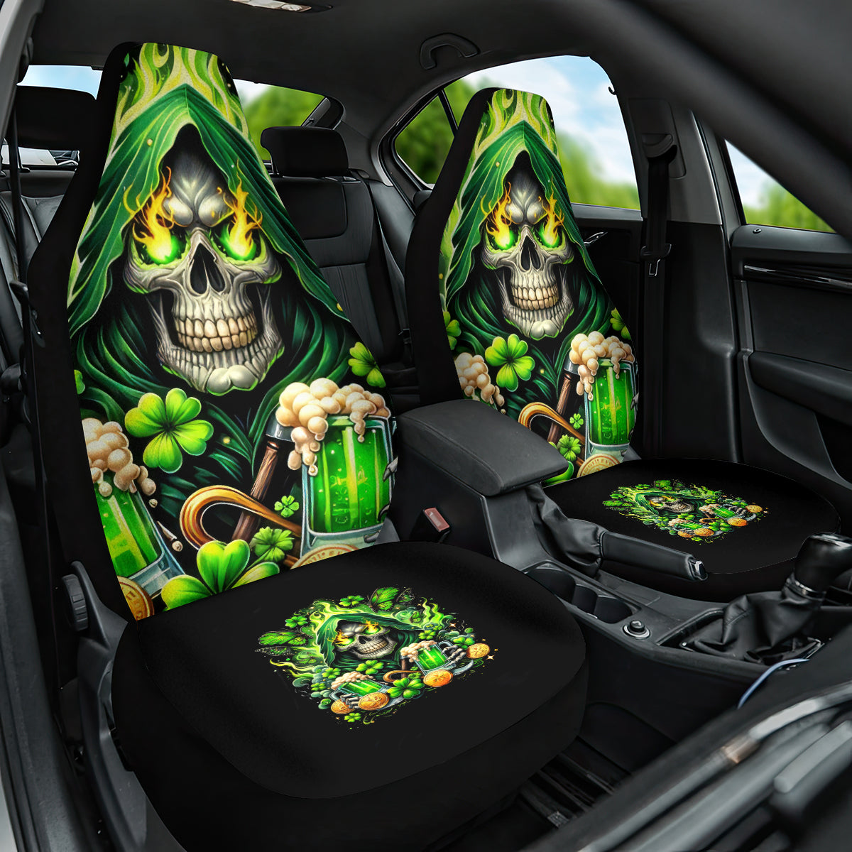 Irish Skull Car Seat Cover The Devil Whispered To Me I'm Coming For You - Wonder Print Shop