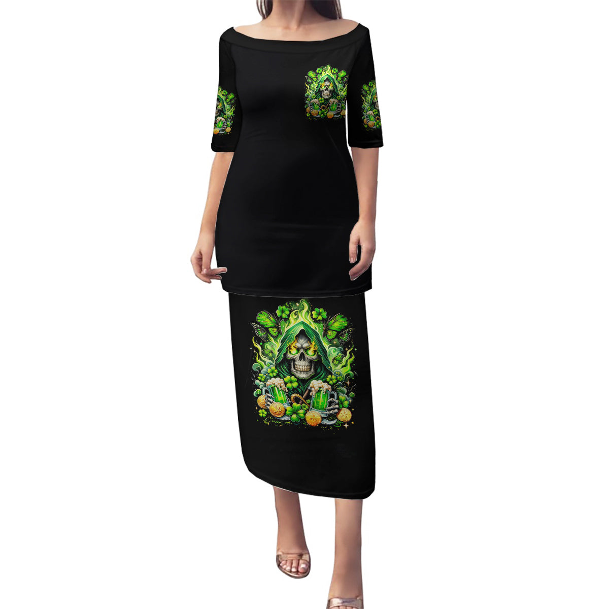 Irish Skull Family Matching Puletasi and Hawaiian Shirt The Devil Whispered To Me I'm Coming For You - Wonder Print Shop