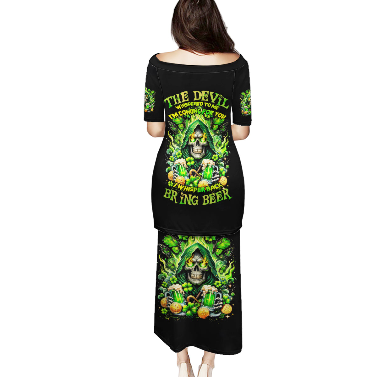 Irish Skull Family Matching Puletasi and Hawaiian Shirt The Devil Whispered To Me I'm Coming For You - Wonder Print Shop