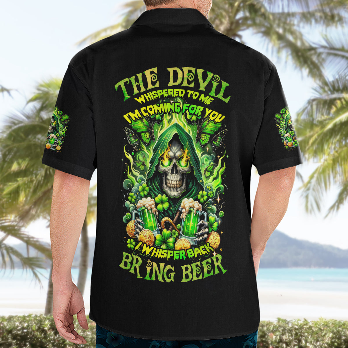 Irish Skull Hawaiian Shirt The Devil Whispered To Me I'm Coming For You - Wonder Print Shop