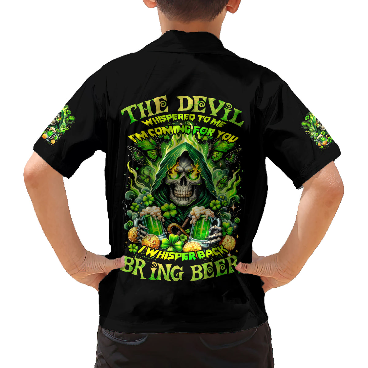 Irish Skull Hawaiian Shirt The Devil Whispered To Me I'm Coming For You - Wonder Print Shop
