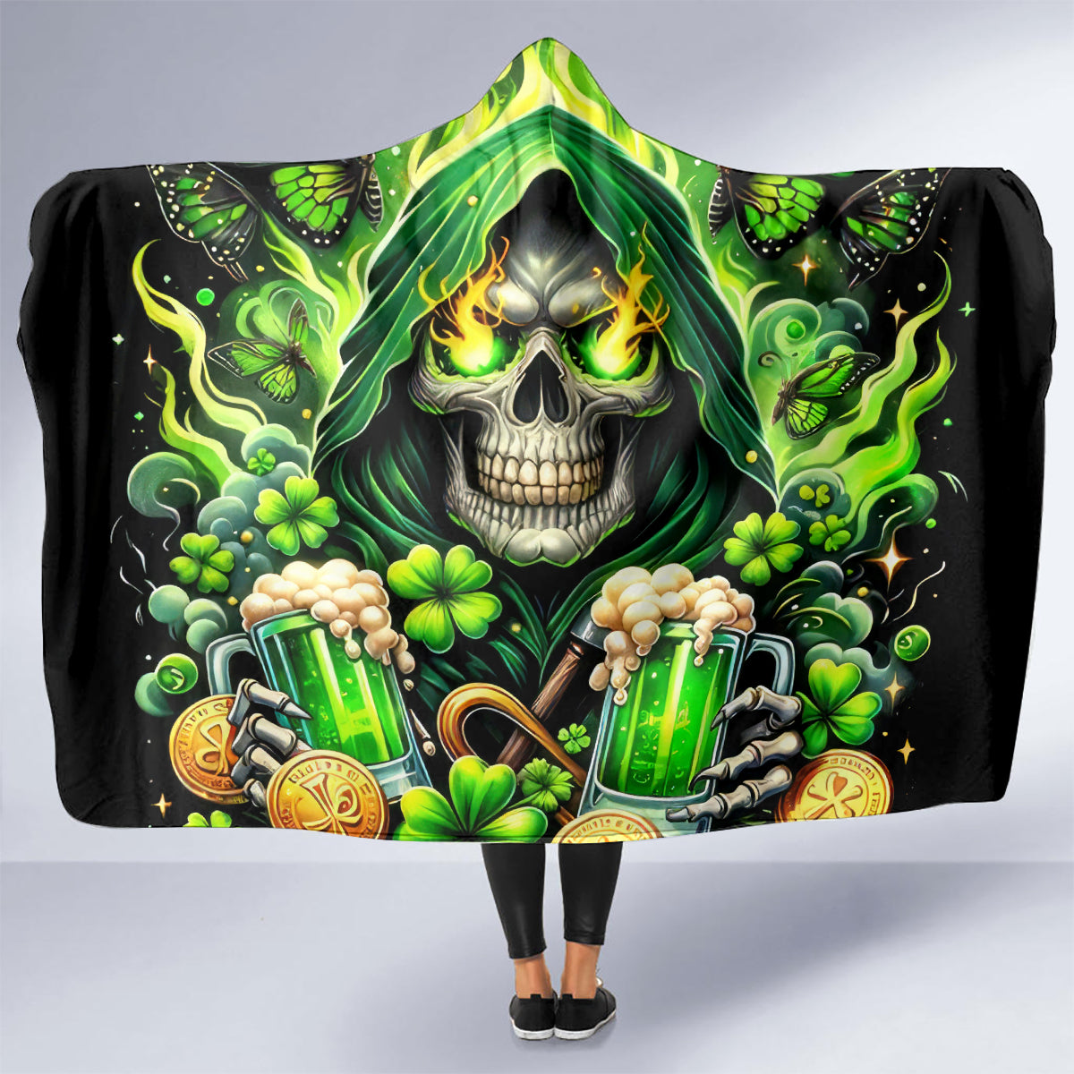 Irish Skull Hooded Blanket The Devil Whispered To Me I'm Coming For You