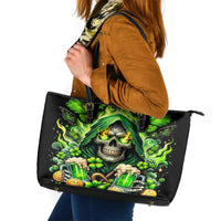 Irish Skull Leather Tote Bag The Devil Whispered To Me I'm Coming For You - Wonder Print Shop