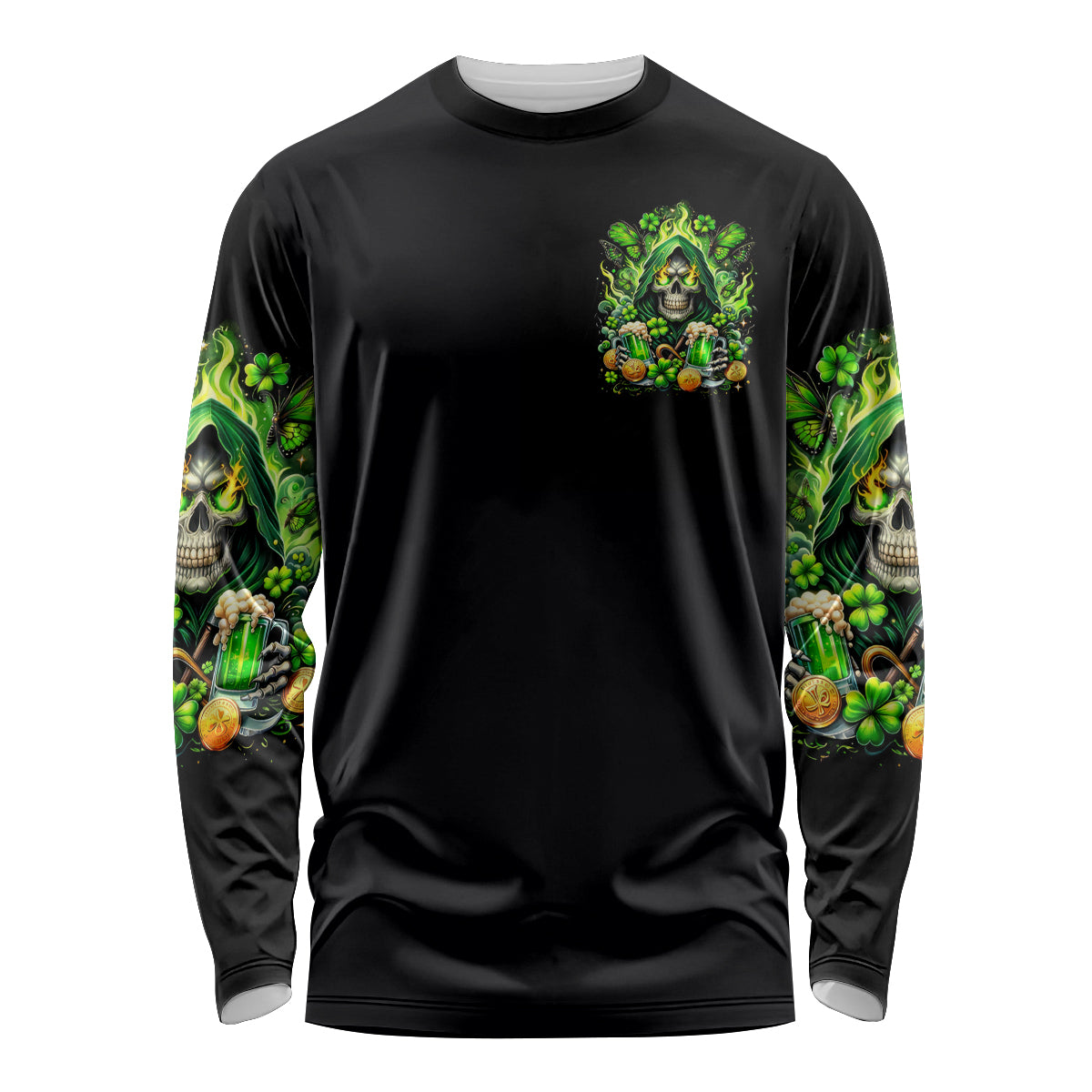 Irish Skull Long Sleeve Shirt The Devil Whispered To Me I'm Coming For You - Wonder Print Shop