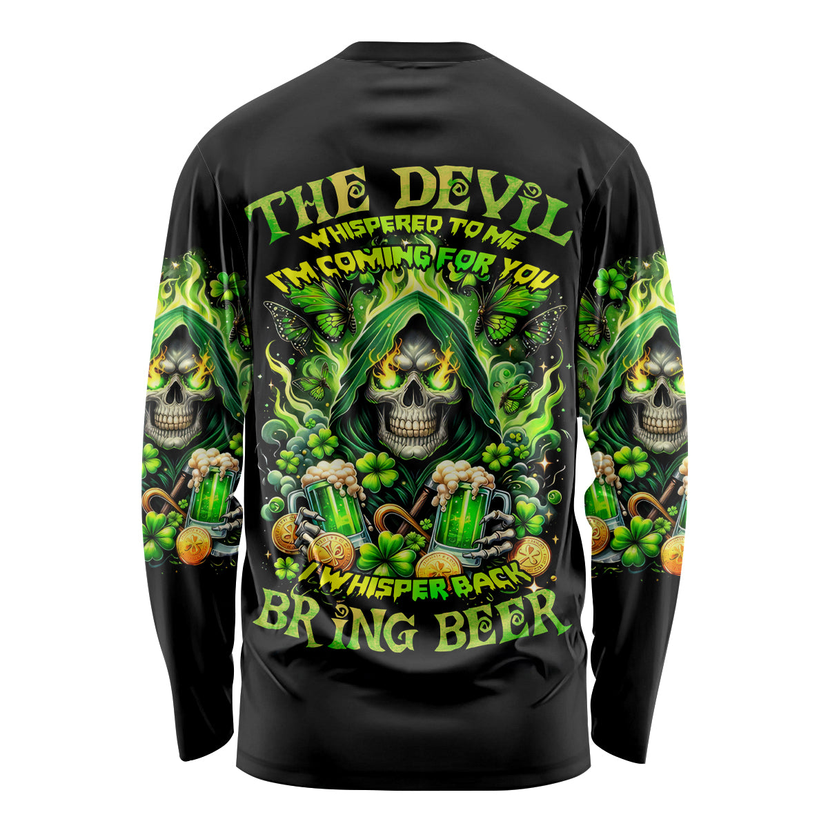 Irish Skull Long Sleeve Shirt The Devil Whispered To Me I'm Coming For You - Wonder Print Shop