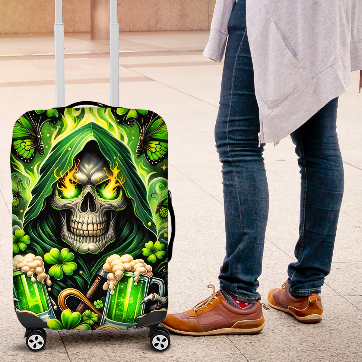Irish Skull Luggage Cover The Devil Whispered To Me I'm Coming For You - Wonder Print Shop