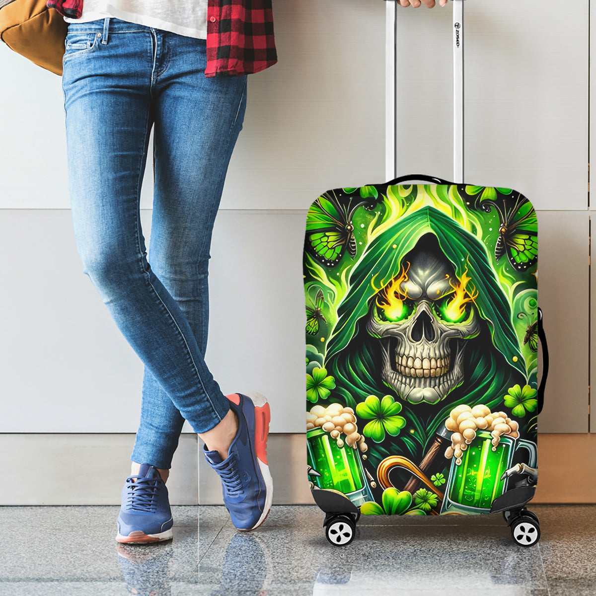 Irish Skull Luggage Cover The Devil Whispered To Me I'm Coming For You - Wonder Print Shop