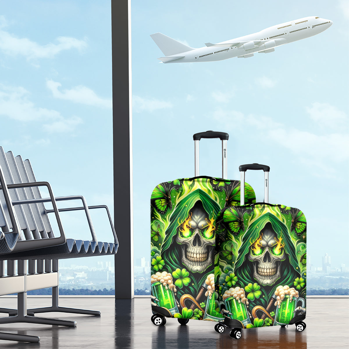 Irish Skull Luggage Cover The Devil Whispered To Me I'm Coming For You - Wonder Print Shop
