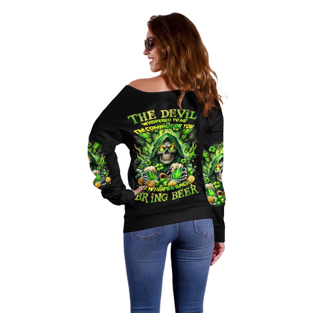 Irish Skull Off Shoulder Sweater The Devil Whispered To Me I'm Coming For You - Wonder Print Shop