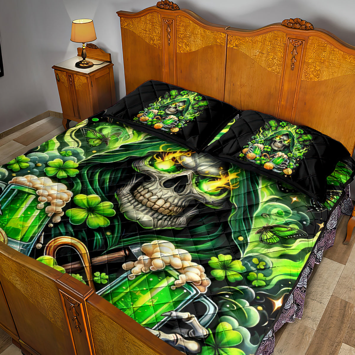 Irish Skull Quilt Bed Set The Devil Whispered To Me I'm Coming For You - Wonder Print Shop