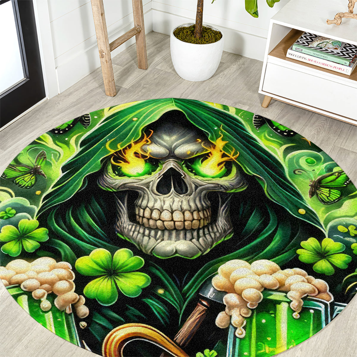 Irish Skull Round Carpet The Devil Whispered To Me I'm Coming For You
