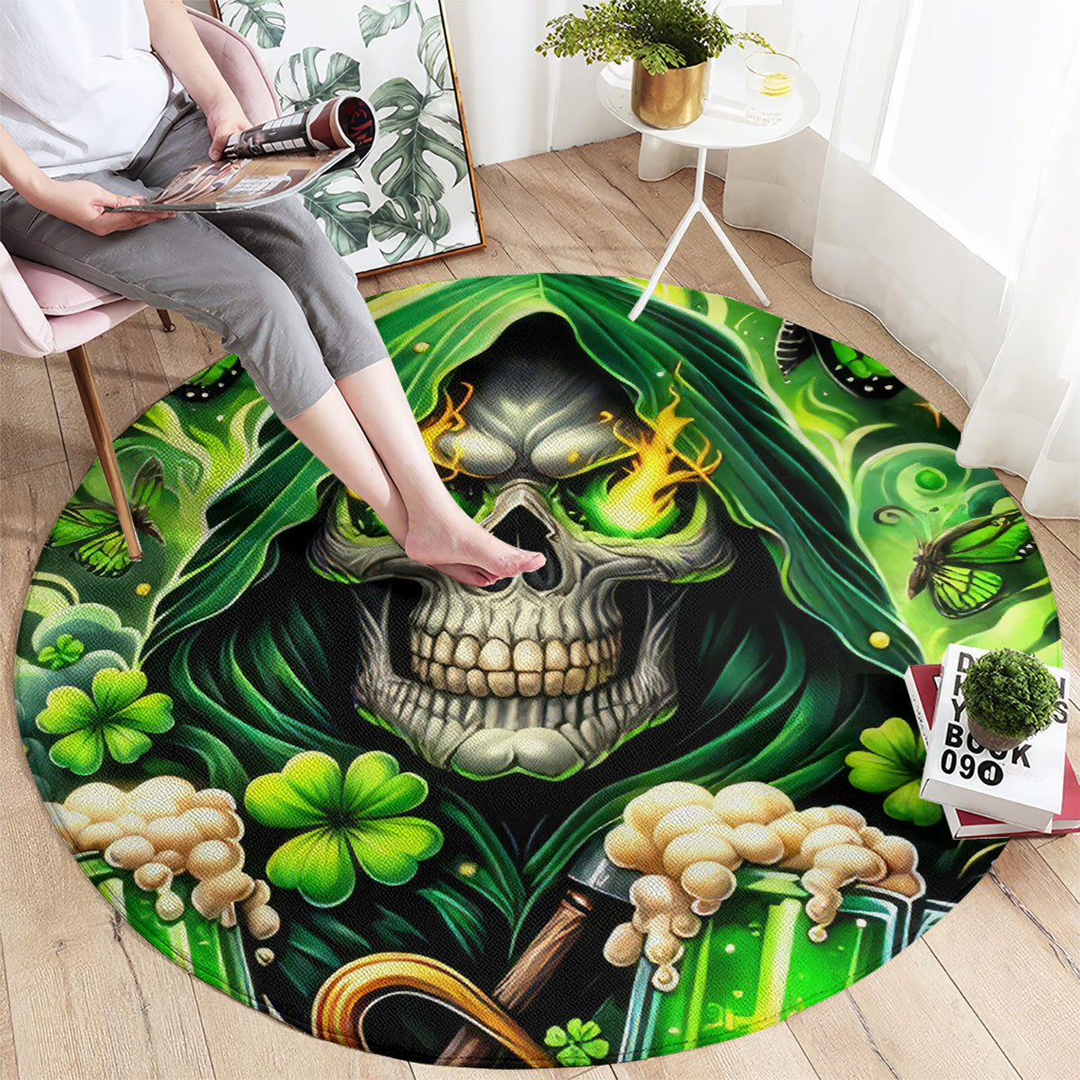 Irish Skull Round Carpet The Devil Whispered To Me I'm Coming For You