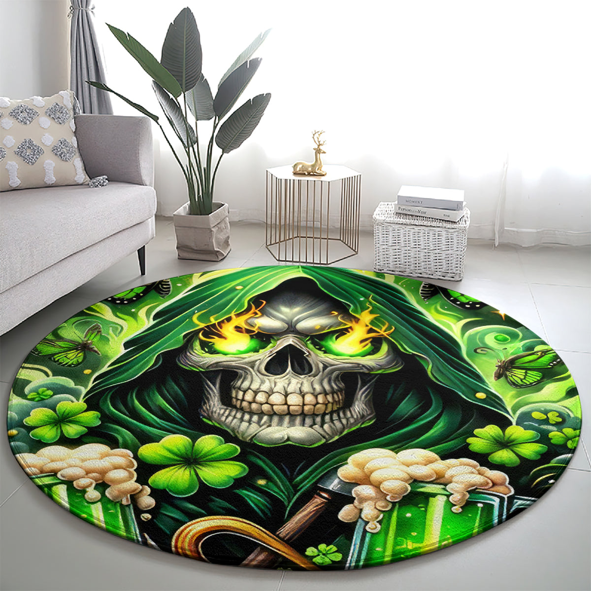 Irish Skull Round Carpet The Devil Whispered To Me I'm Coming For You