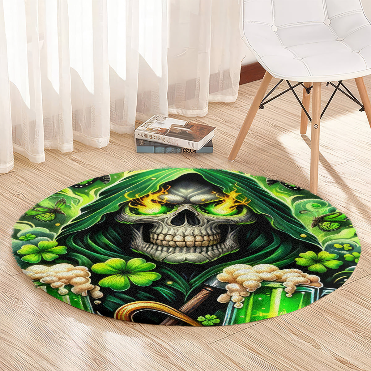Irish Skull Round Carpet The Devil Whispered To Me I'm Coming For You