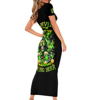 Irish Skull Short Sleeve Bodycon Dress The Devil Whispered To Me I'm Coming For You - Wonder Print Shop