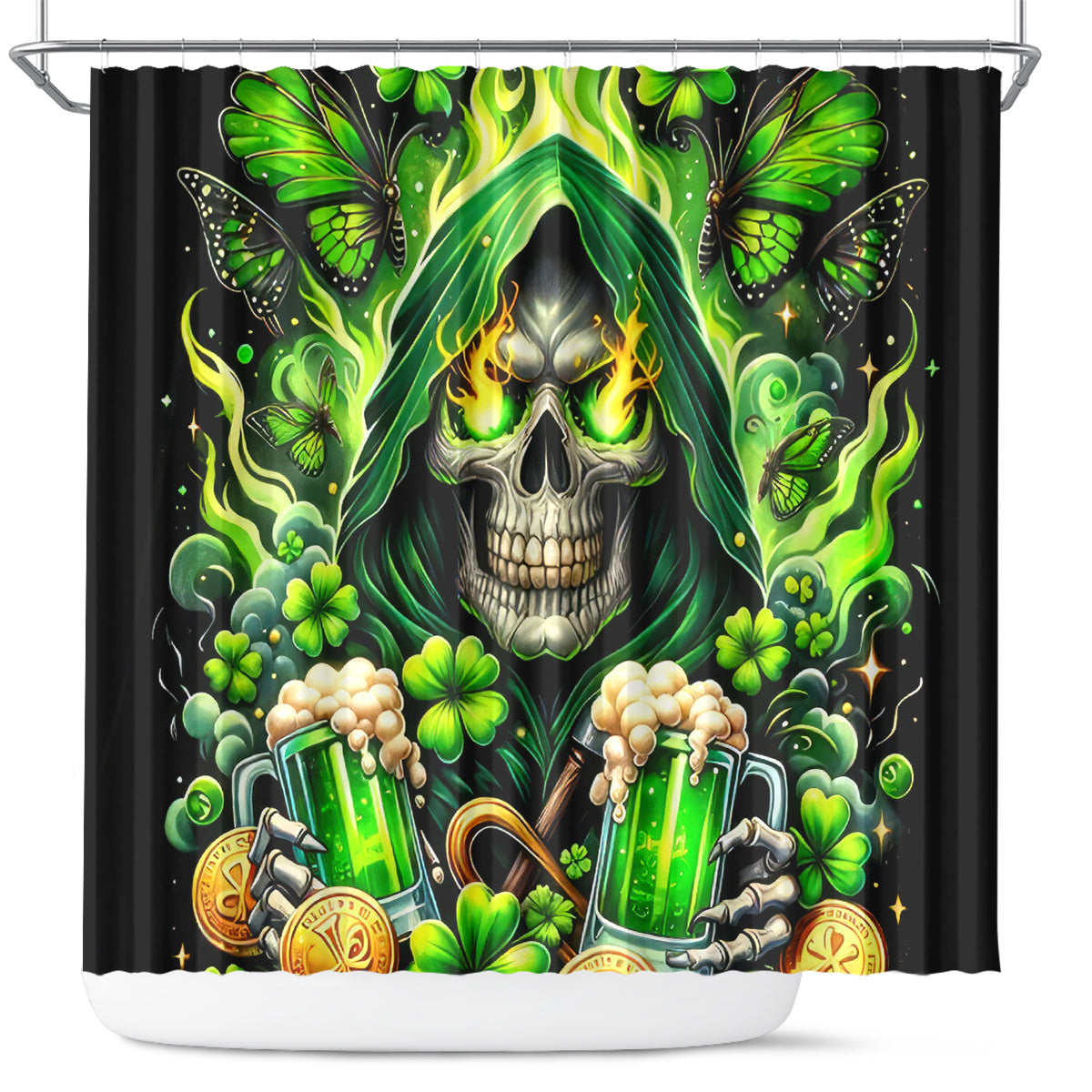 Irish Skull Shower Curtain The Devil Whispered To Me I'm Coming For You
