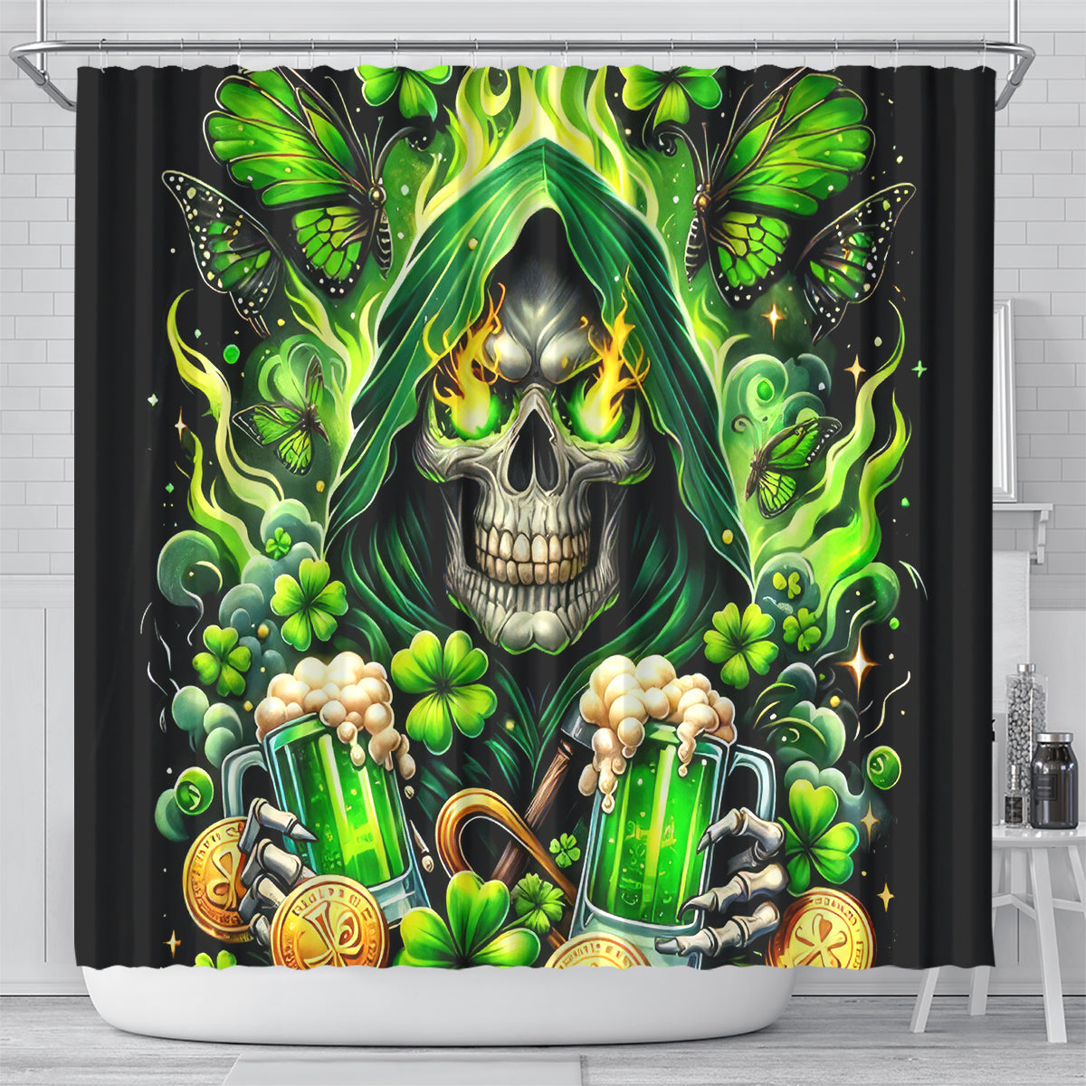 Irish Skull Shower Curtain The Devil Whispered To Me I'm Coming For You