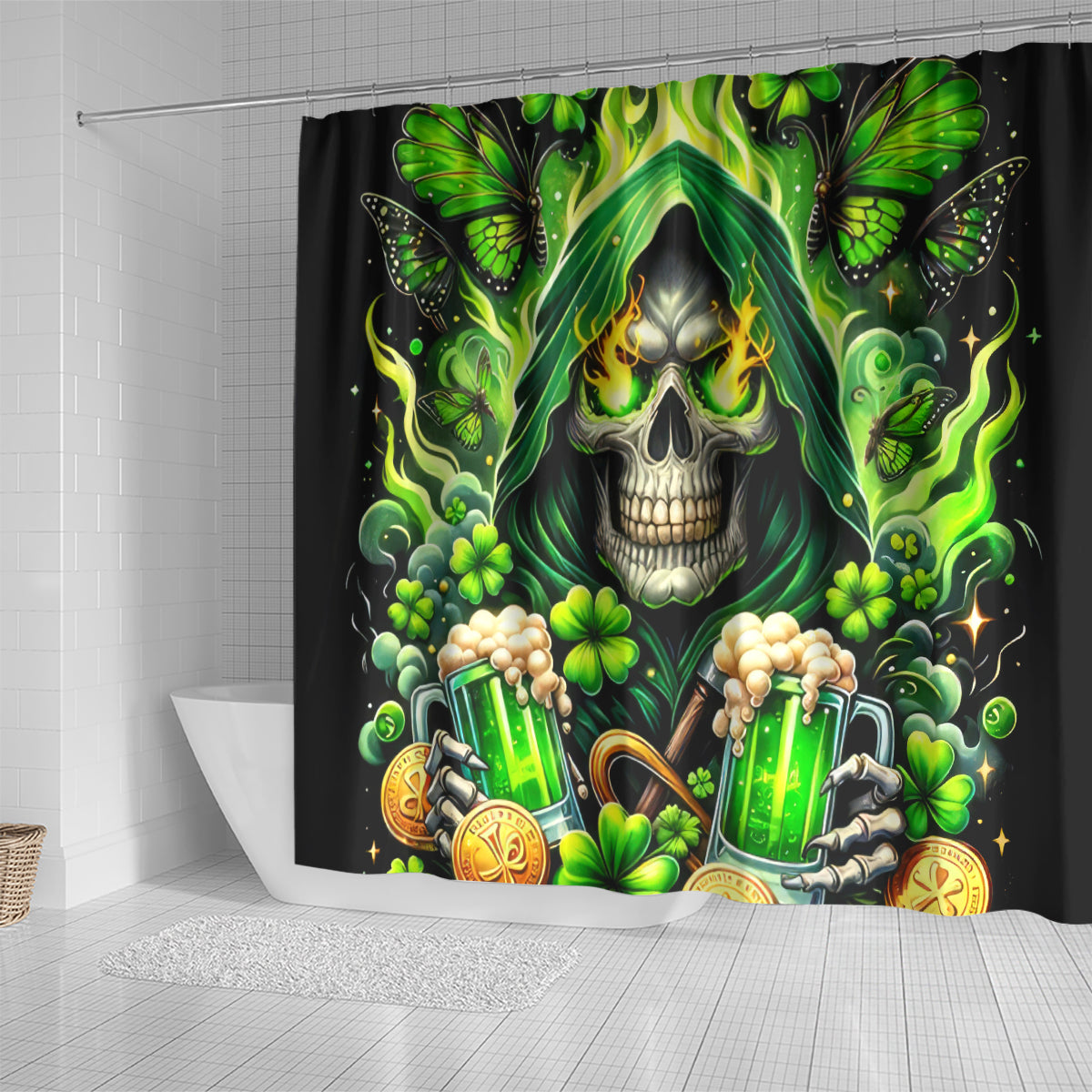 Irish Skull Shower Curtain The Devil Whispered To Me I'm Coming For You