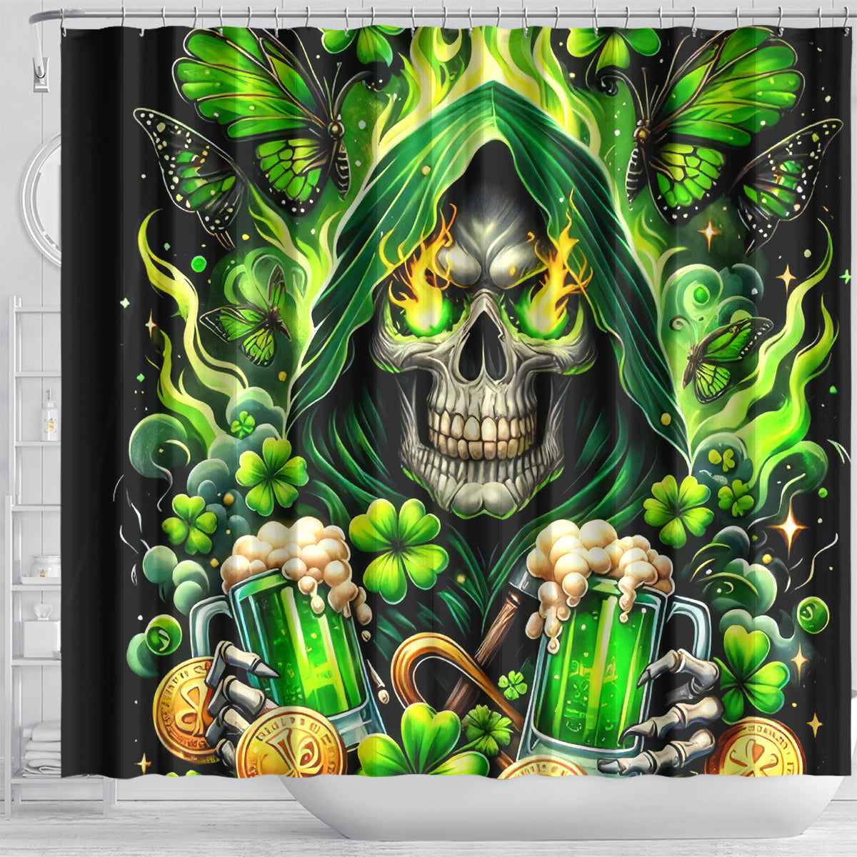 Irish Skull Shower Curtain The Devil Whispered To Me I'm Coming For You