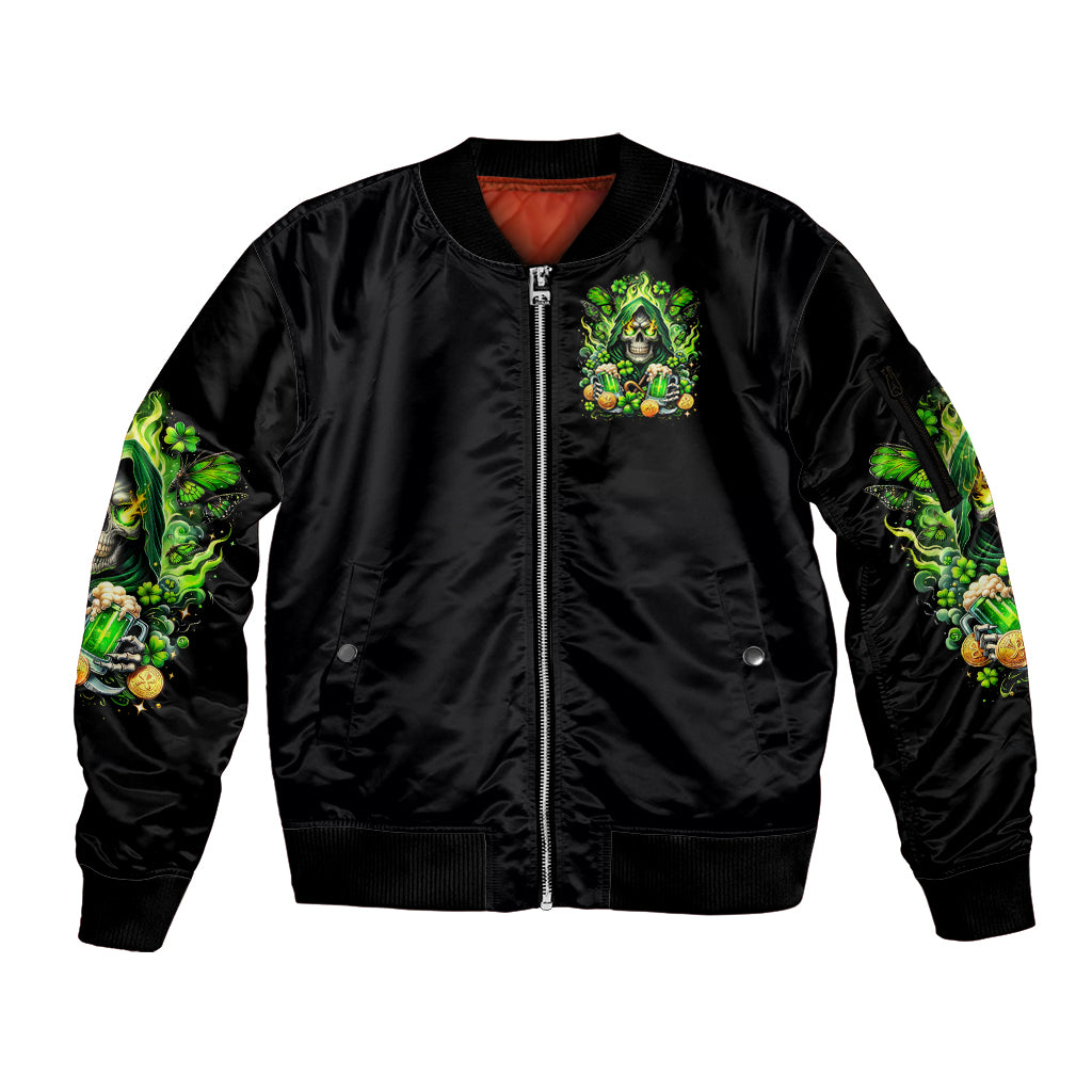 Irish Skull Sleeve Zip Bomber Jacket The Devil Whispered To Me I'm Coming For You - Wonder Print Shop