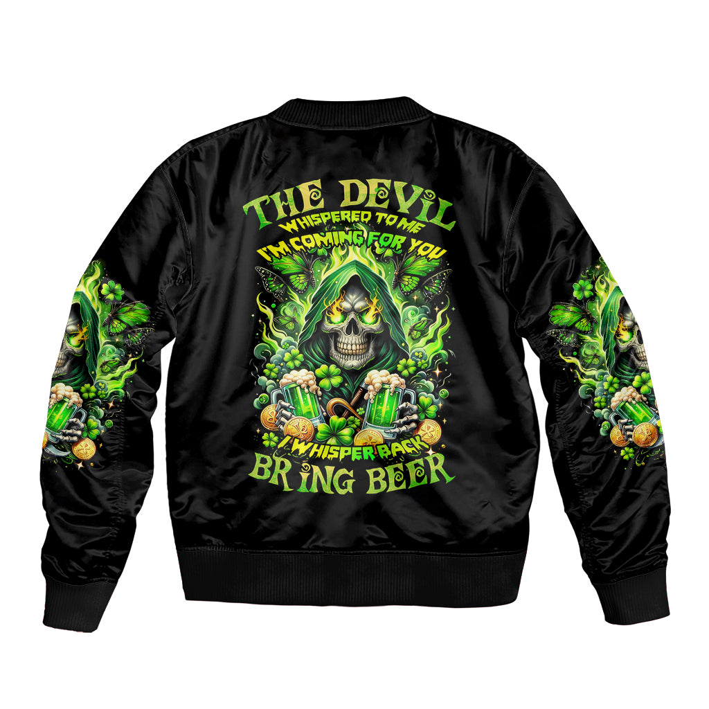 Irish Skull Sleeve Zip Bomber Jacket The Devil Whispered To Me I'm Coming For You - Wonder Print Shop