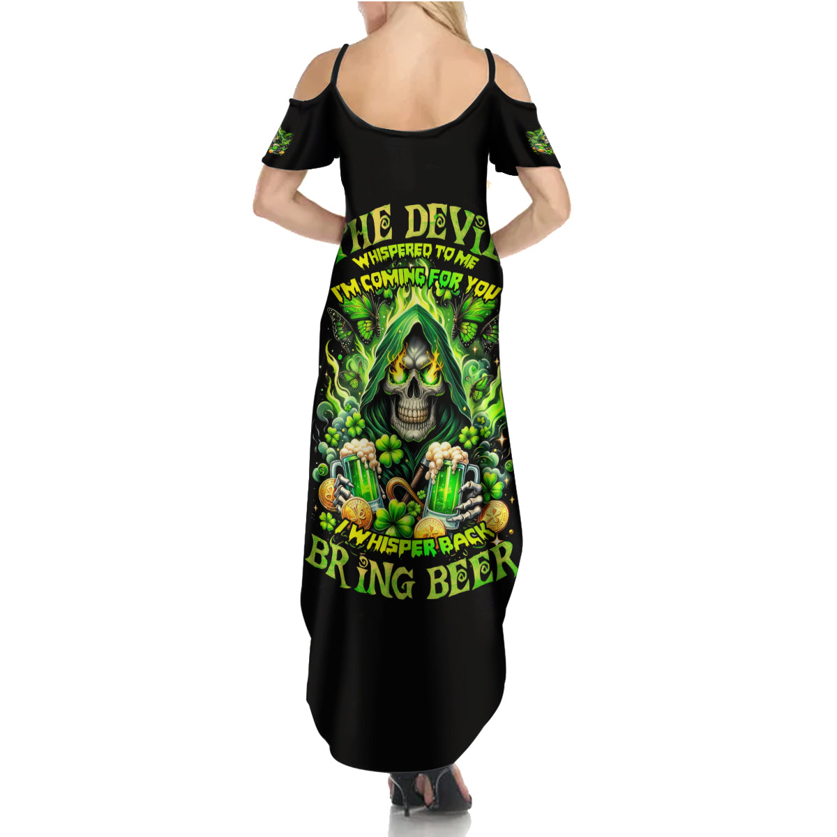 Irish Skull Summer Maxi Dress The Devil Whispered To Me I'm Coming For You - Wonder Print Shop
