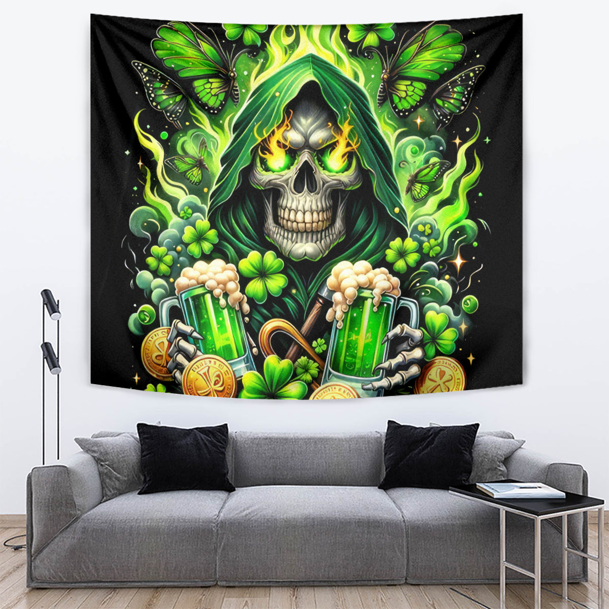 Irish Skull Tapestry The Devil Whispered To Me I'm Coming For You - Wonder Print Shop