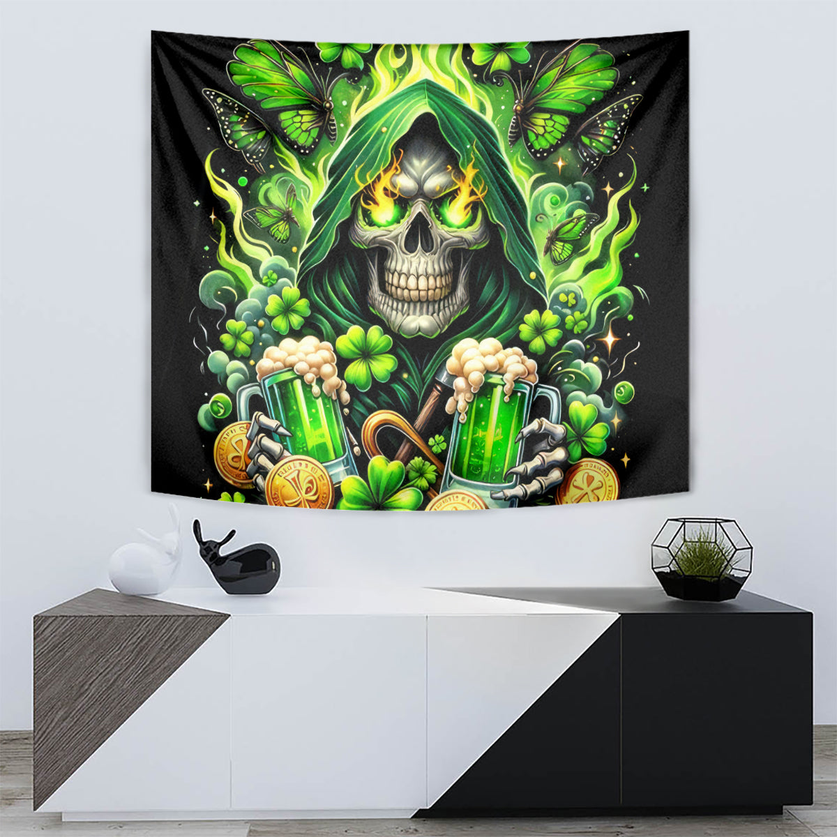 Irish Skull Tapestry The Devil Whispered To Me I'm Coming For You - Wonder Print Shop