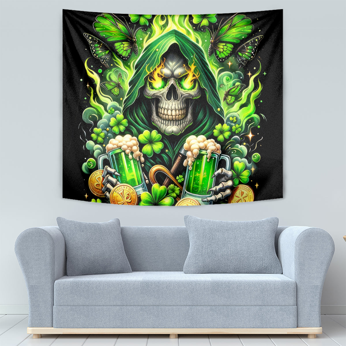 Irish Skull Tapestry The Devil Whispered To Me I'm Coming For You - Wonder Print Shop