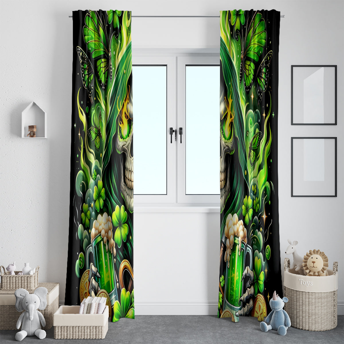 Irish Skull Window Curtain The Devil Whispered To Me I'm Coming For You - Wonder Print Shop