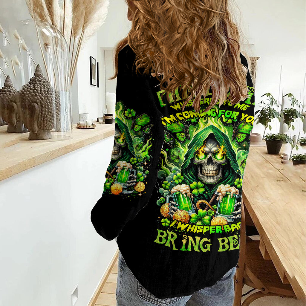 Irish Skull Women Casual Shirt The Devil Whispered To Me I'm Coming For You - Wonder Print Shop