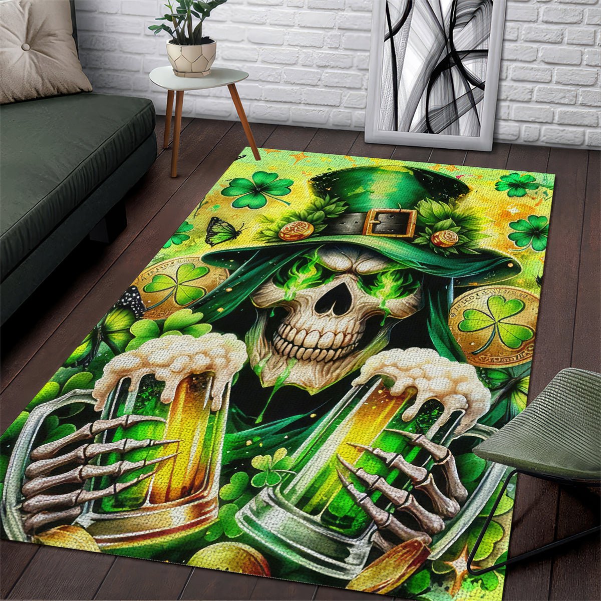 Irish Skull Area Rug The Devil Whispered To Me I'm Coming For You - Wonder Print Shop