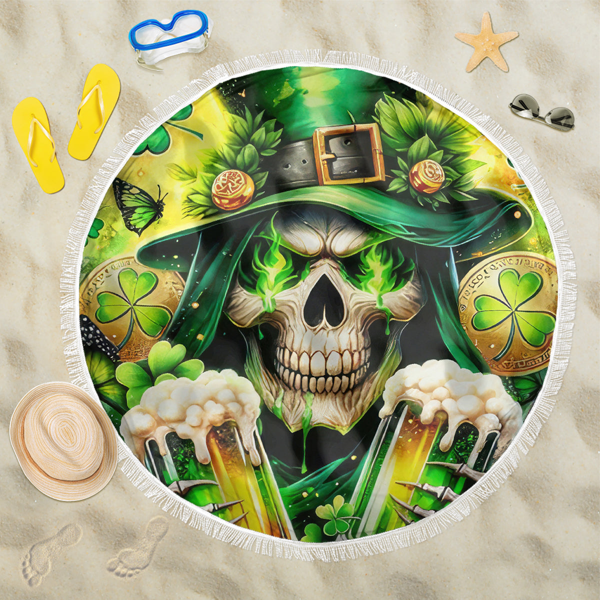 Irish Skull Beach Blanket The Devil Whispered To Me I'm Coming For You - Wonder Print Shop