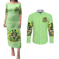 Irish Skull Couples Matching Puletasi and Long Sleeve Button Shirt The Devil Whispered To Me I'm Coming For You - Wonder Print Shop