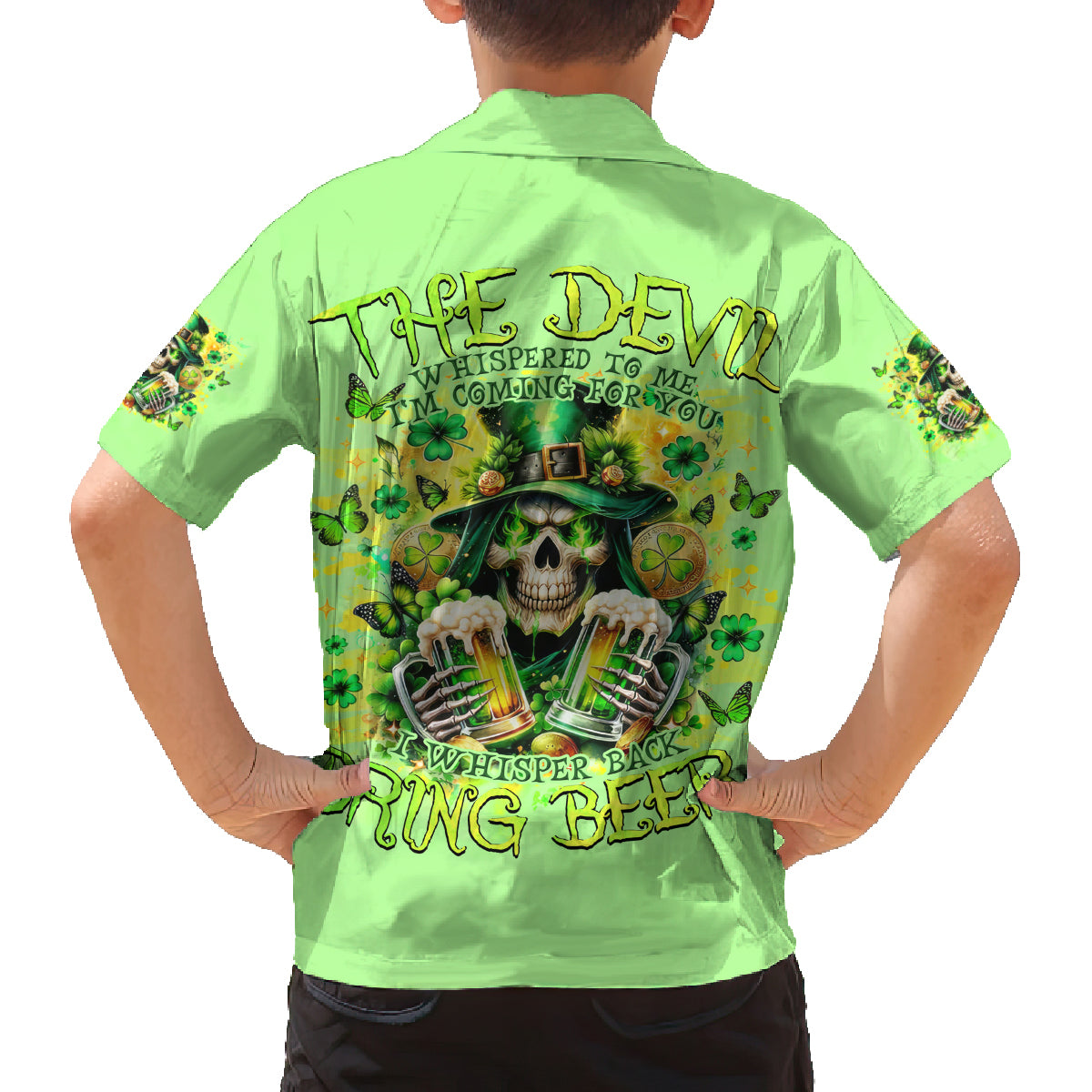 Irish Skull Family Matching Summer Maxi Dress and Hawaiian Shirt The Devil Whispered To Me I'm Coming For You - Wonder Print Shop