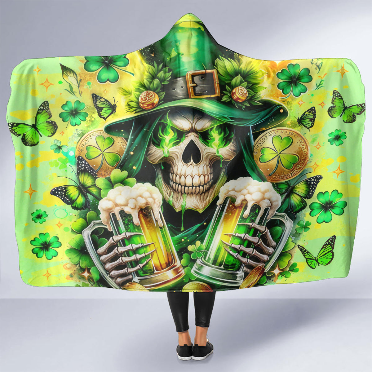 Irish Skull Hooded Blanket The Devil Whispered To Me I'm Coming For You