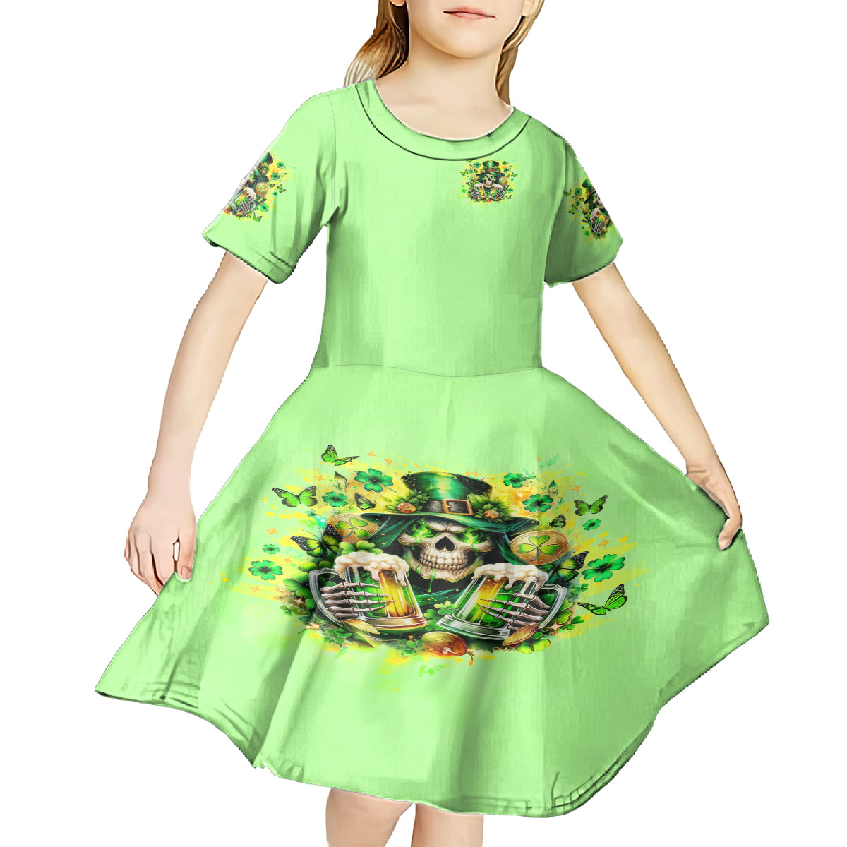 Irish Skull Kid Short Sleeve Dress The Devil Whispered To Me I'm Coming For You - Wonder Print Shop